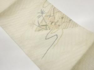 花葉・流水模様織り出し夏用名古屋帯